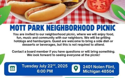Mott Park Neighborhood Picnic – 6pm @ Clubhouse